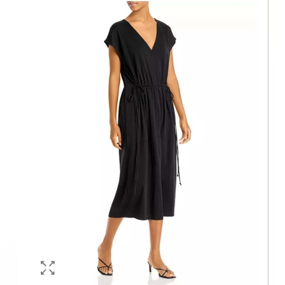 Vince Popover V-Neck Dress Black Xs